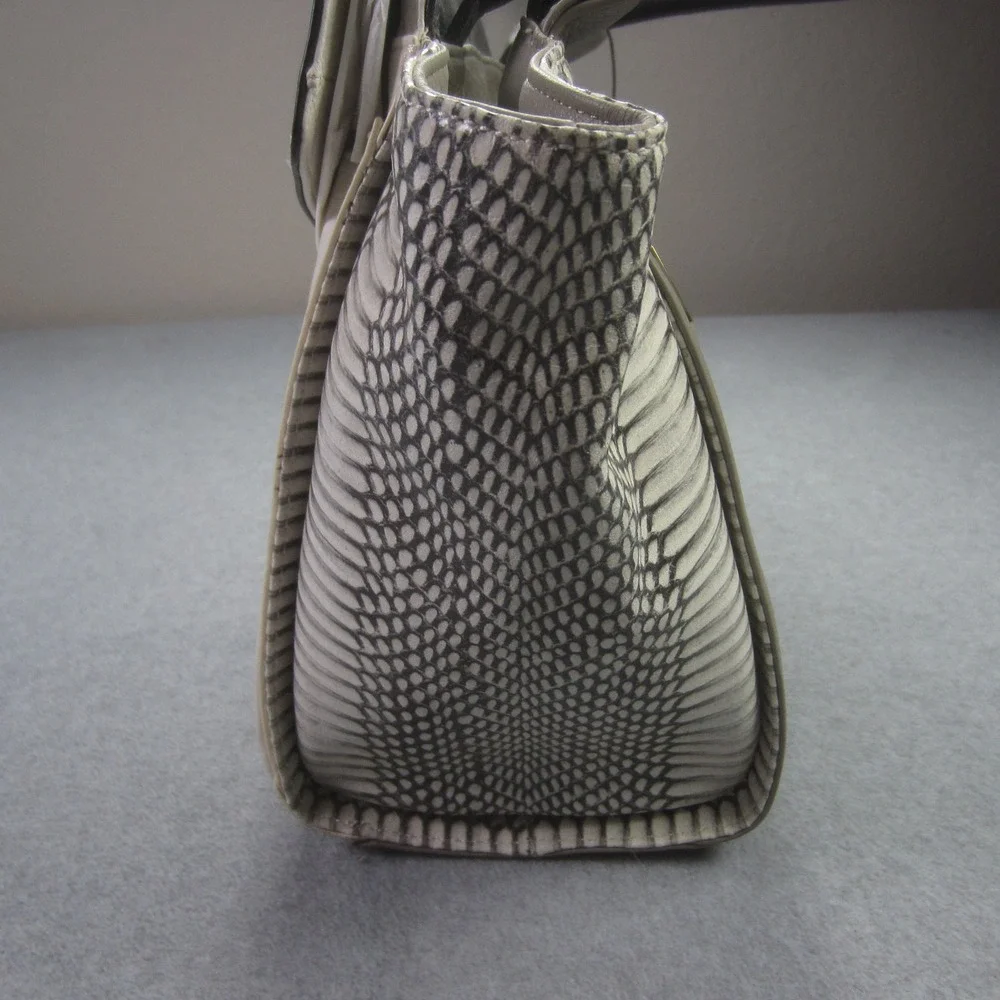 Vince Camuto Julia Satchel Handbag White Black Snake Leather Purse‎ NWT